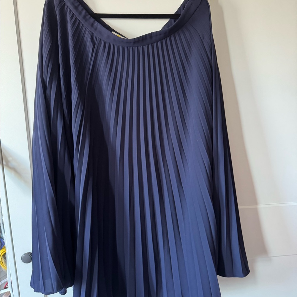 Boden Navy Pleated A-Line Skirt